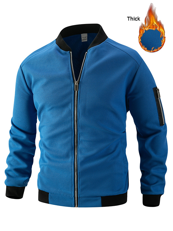 Men's Solid Color Waffle Long Sleeved Jacket