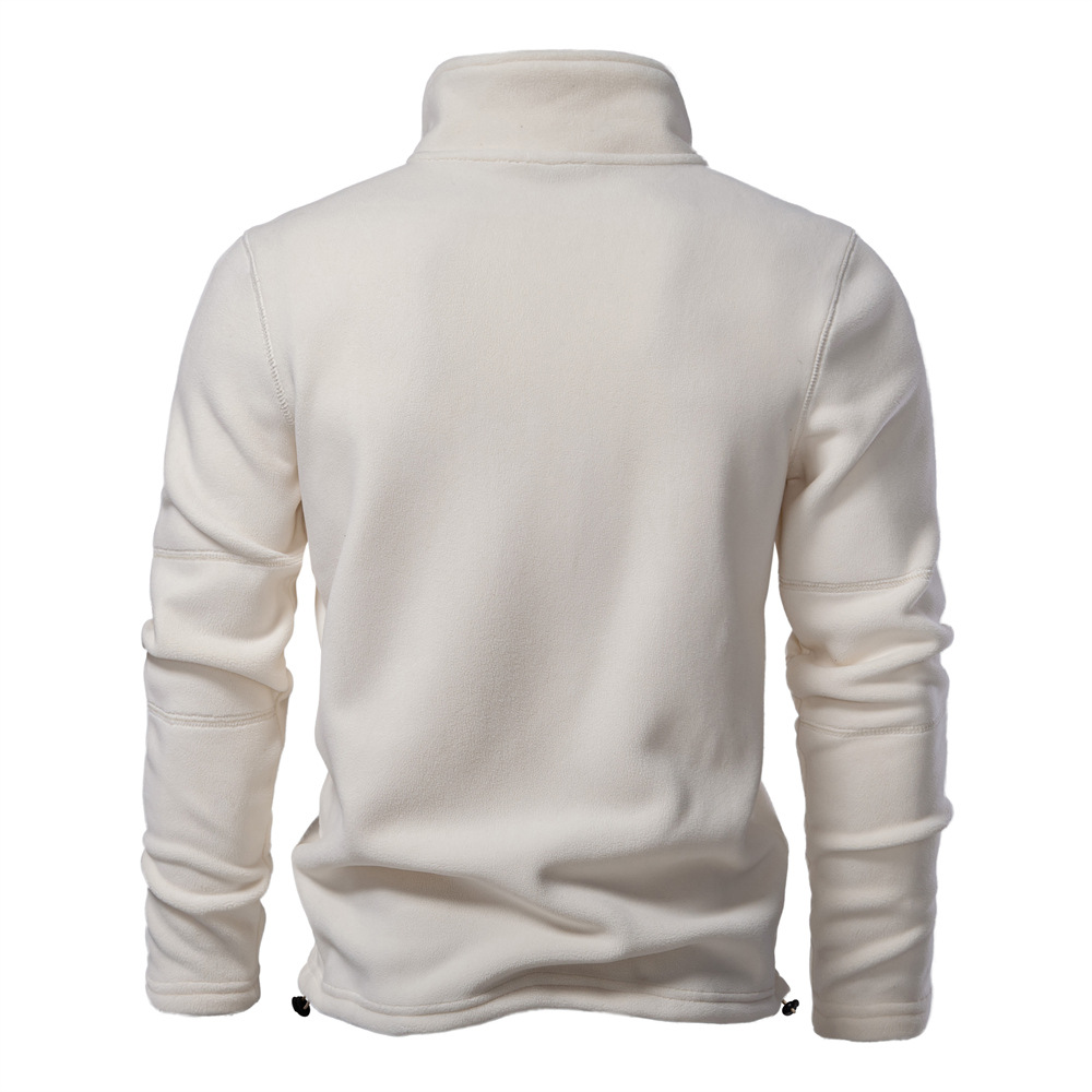 Men's Stand Collar Zip Long Sleeve Polar Fleece Sweatshirt