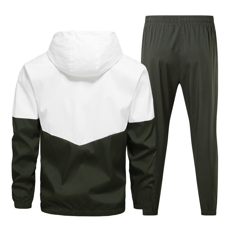 Men's Casual Contrast Color Hoodies Jacket Set