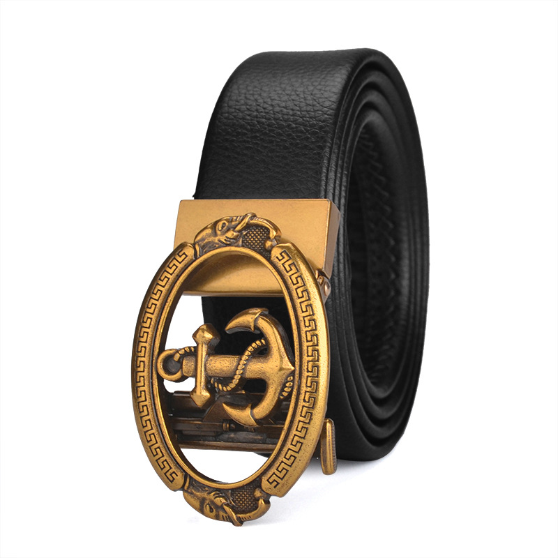 Automatic Anchor Buckle Metal Buckle Leather Belt