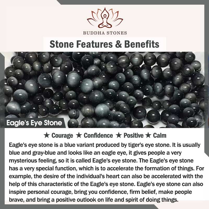 Buddha Stones Black Obsidian Eagle's Eye Stone Strength Courage Bracelet Bracelet BS 2