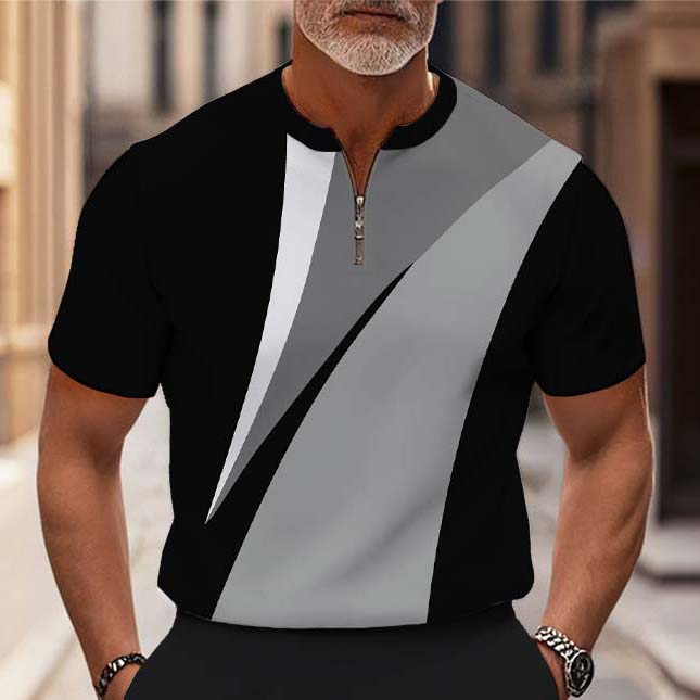 Men's Fashion Casual Round-Neck Geometric Printed Short-Sleeved Two-Piece Set 8261