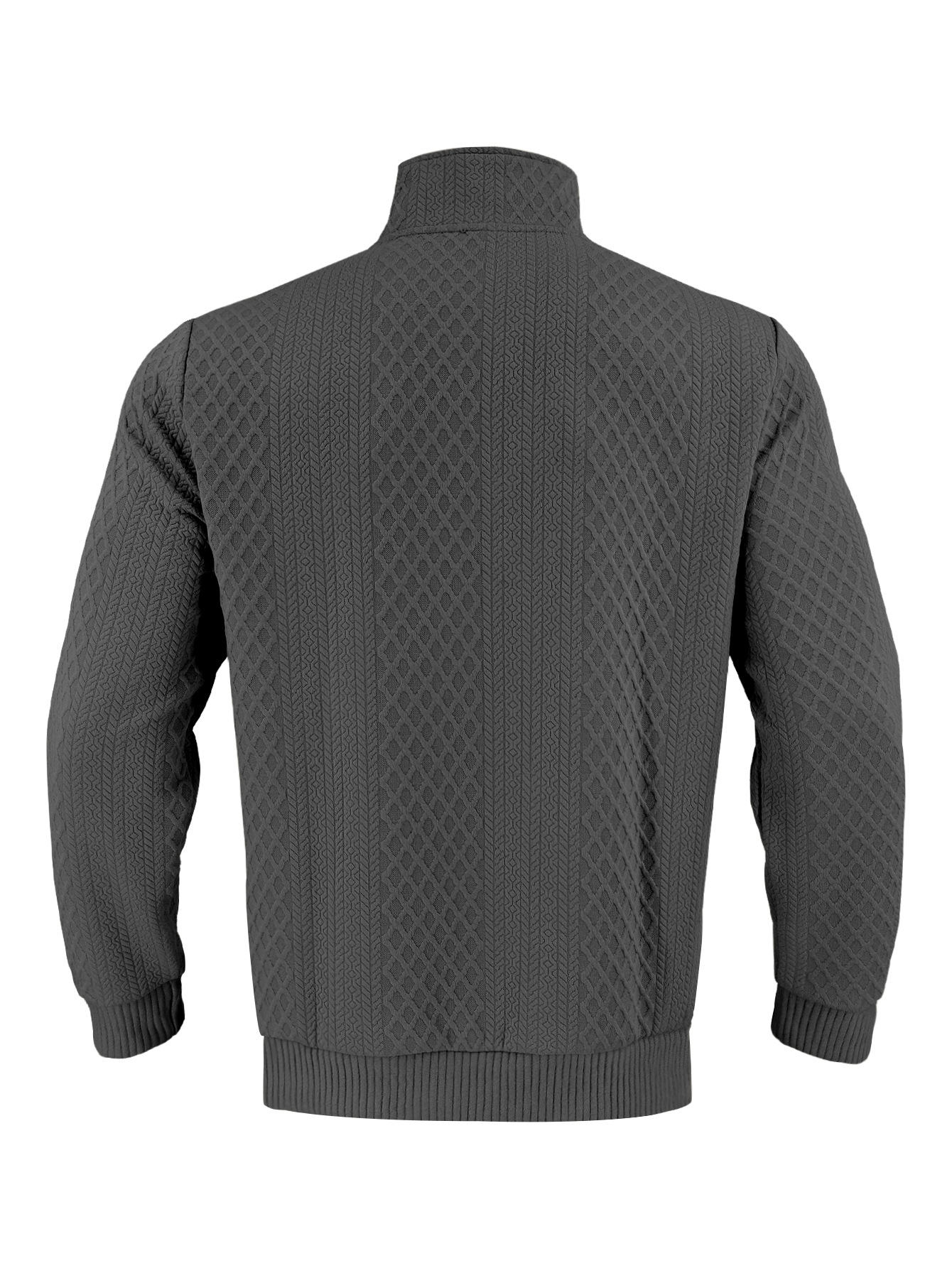 Men's Solid Color Waffle High-Neck Pocket Long Sleeved Sweatshirts