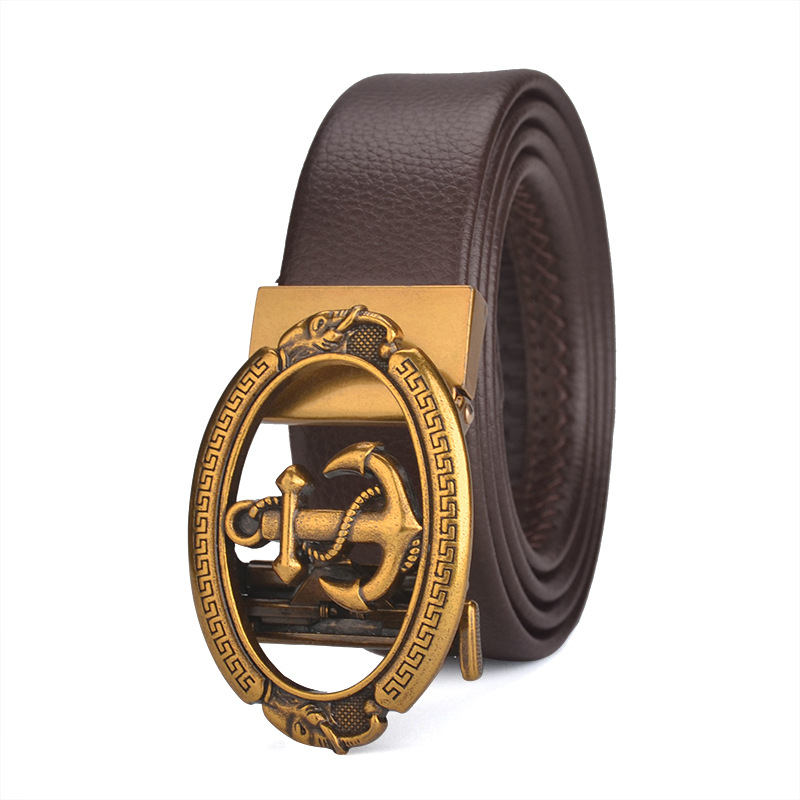 Automatic Anchor Buckle Metal Buckle Leather Belt