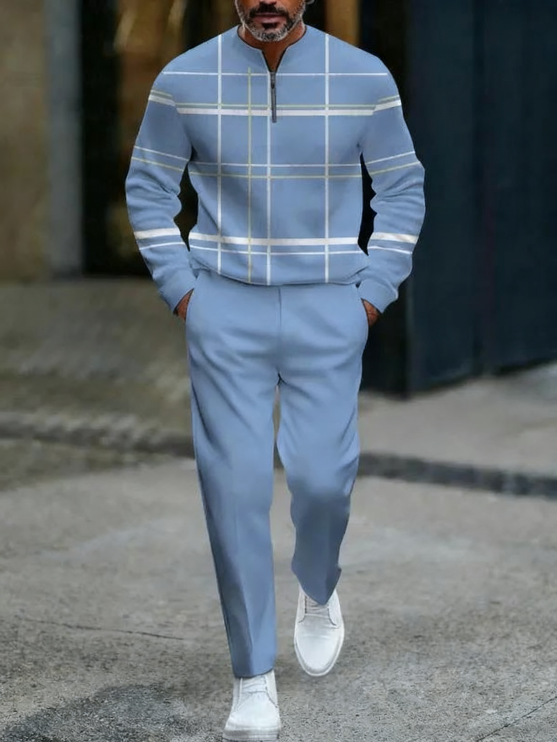 Zipper Long Sleeve Long Pants Two-Piece Set