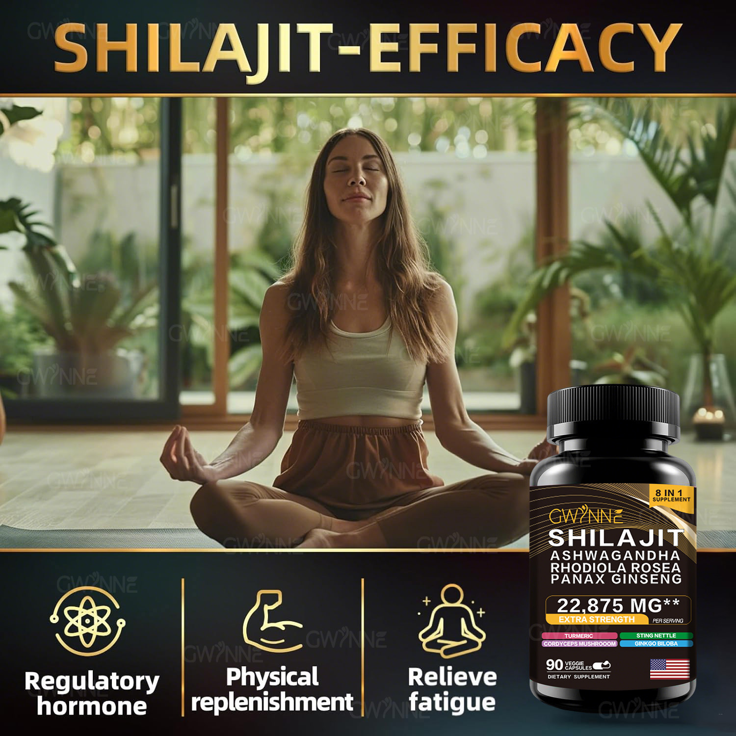 Gwynne All In 1 Shilajit Y Sea Moss Bundle 90 Cápsulas-contiene 29170 Mg De Musgo Marino, Aceite De Semilla Negra, Etc Y Contiene 22875 Mg De Shilajit,rhodiola Rosea, Etc