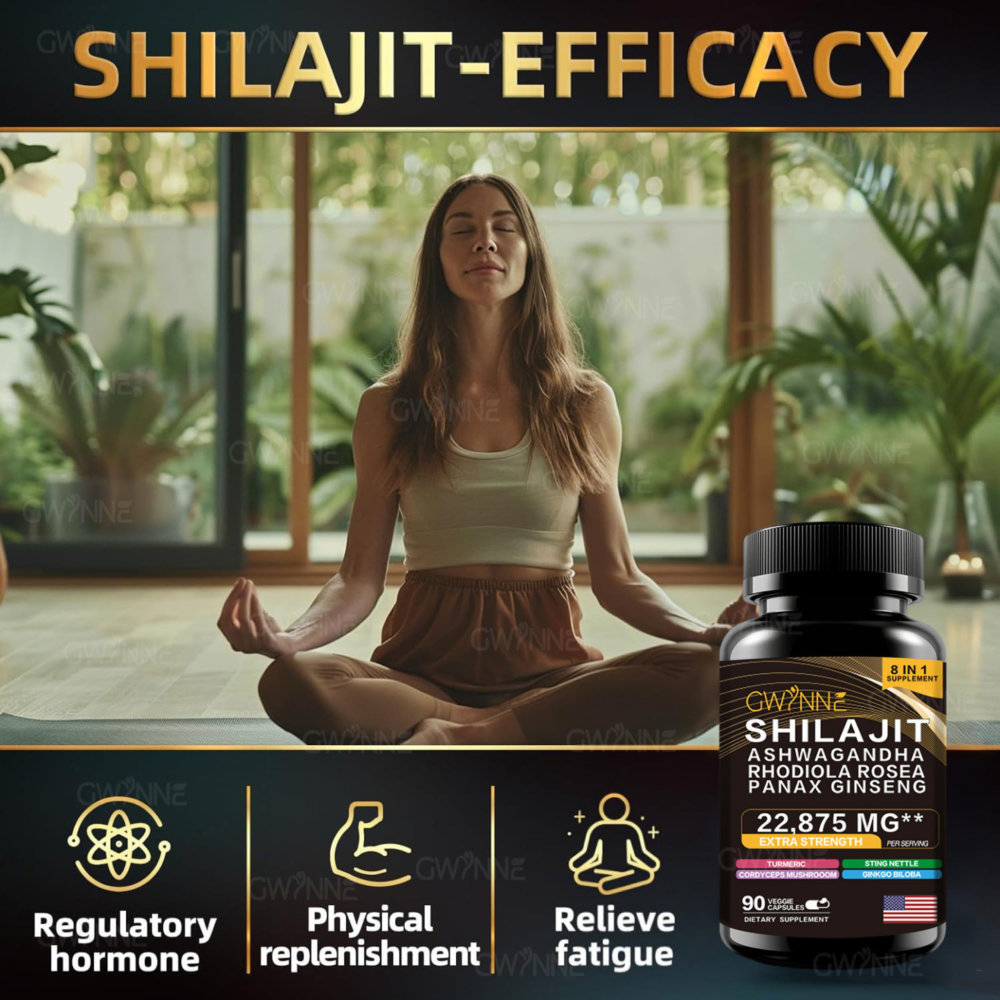 Gwynne All In 1 Shilajit Y Sea Moss Bundle 90 Cápsulas-contiene 29170 Mg De Musgo Marino, Aceite De Semilla Negra, Etc Y Contiene 22875 Mg De Shilajit,rhodiola Rosea, Etc