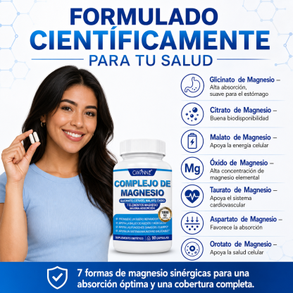 Gwynne Suplemento Complejo De Magnesio 7 Elemental 1000mg - Glicinato,citrato,malato,taurato De Magnesio, Quelatado Para Fácil Absorción Para Huesos,músculos,recuperación,energía,90 Cápsulas