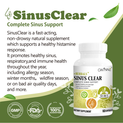 Gwynne Herbals Sinusclear 60 Cápsula,con 1500mg Clearlungs Extra Fuerza Mezcla De Hierbas,fórmula Completa Para La Salud Sinusal Y Nasal Para El Apoyo Inmunológico Y Respiratorio