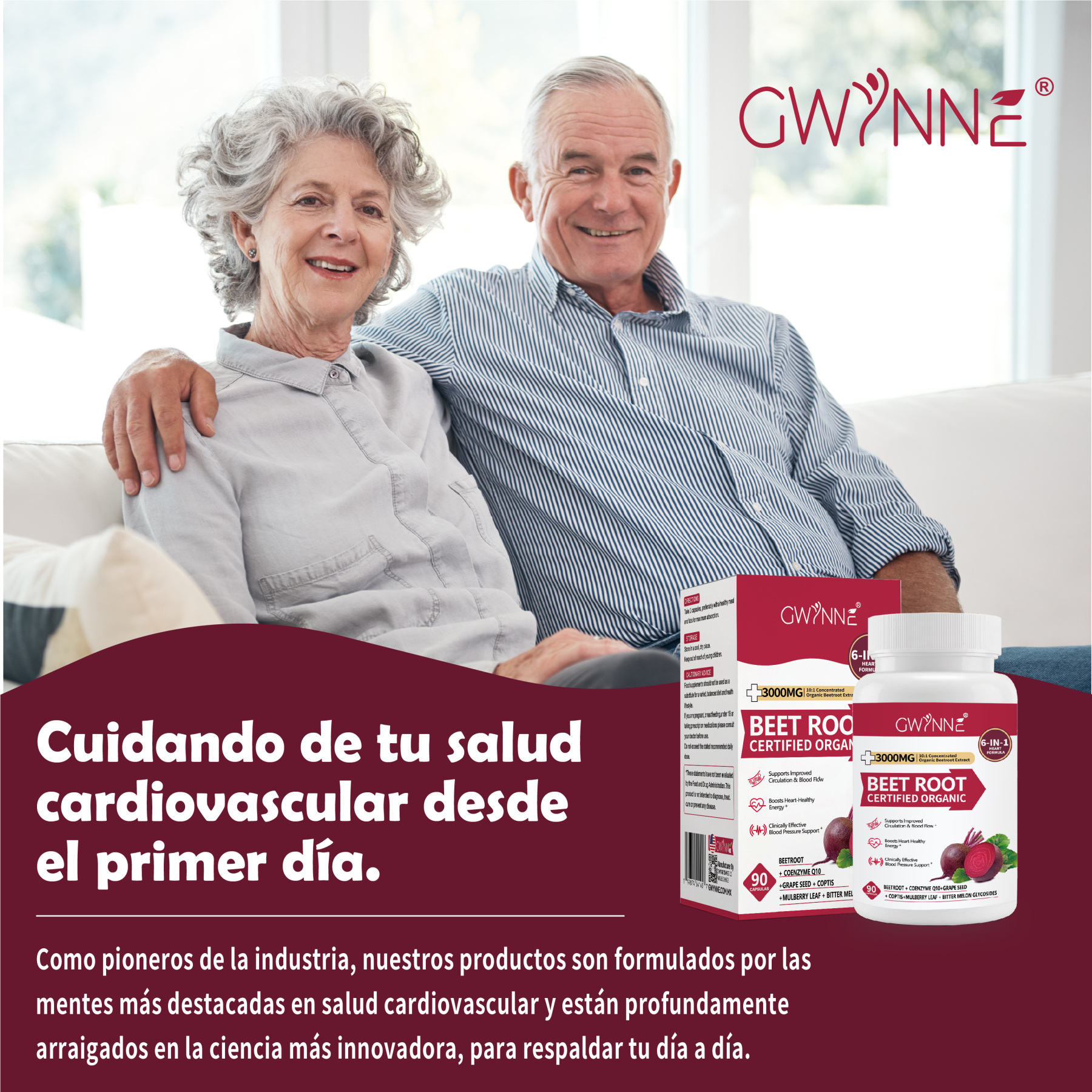 Gwynne Organic Beet Root Capsules 3000mg 90 Cápsulas Con Coq10,remolacha En Polvo Soporta Lmproved Circulación Y Flujo Sanguíneo,proporcionar Soporte Cardíaco Y De Presión Arterial