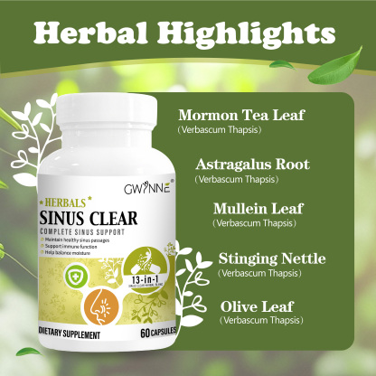 Gwynne Herbals Sinusclear 60 Cápsula,con 1500mg Clearlungs Extra Fuerza Mezcla De Hierbas,fórmula Completa Para La Salud Sinusal Y Nasal Para El Apoyo Inmunológico Y Respiratorio