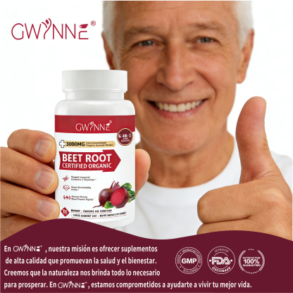 Gwynne Organic Beet Root Capsules 3000mg 90 Cápsulas Con Coq10,remolacha En Polvo Soporta Lmproved Circulación Y Flujo Sanguíneo,proporcionar Soporte Cardíaco Y De Presión Arterial