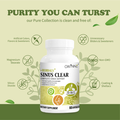 Gwynne Herbals Sinusclear 60 Cápsula,con 1500mg Clearlungs Extra Fuerza Mezcla De Hierbas,fórmula Completa Para La Salud Sinusal Y Nasal Para El Apoyo Inmunológico Y Respiratorio
