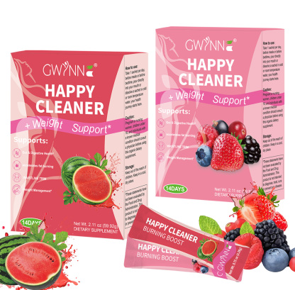 Gwynne Happy Cleaner Polvo Prebiótico Probiótico - Polvo De Mezcla De Bayas De Sandía (28 Paquetes De Una Sola Porción) Con Frutas