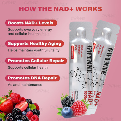 Gwynne Nad Suplemento Con Nicotinamide Riboside, Resveratrol & Pqq 1000mg Alternativa Nmn Extra Fuerte Para Anti-envejecimiento, Energía & Concentración 30 Unidad