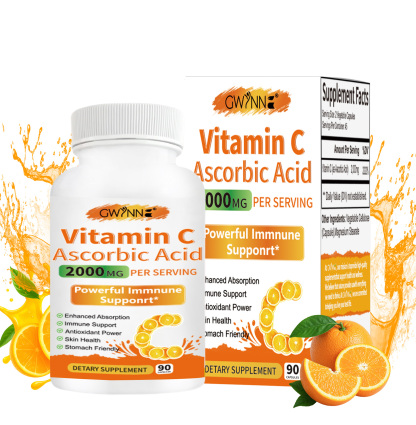 Gwynne Ácido Ascórbico Puro De Vitamina C 2000mg,90 Cápsulas,formas Solubles En Grasa Y Agua Altamente Biodisponibles,antioxidante Y Suplemento De Apoyo Inmunológico