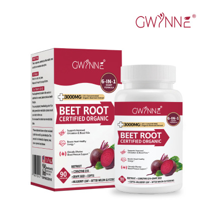 Gwynne Organic Beet Root Capsules 3000mg 90 Cápsulas Con Coq10,remolacha En Polvo Soporta Lmproved Circulación Y Flujo Sanguíneo,proporcionar Soporte Cardíaco Y De Presión Arterial