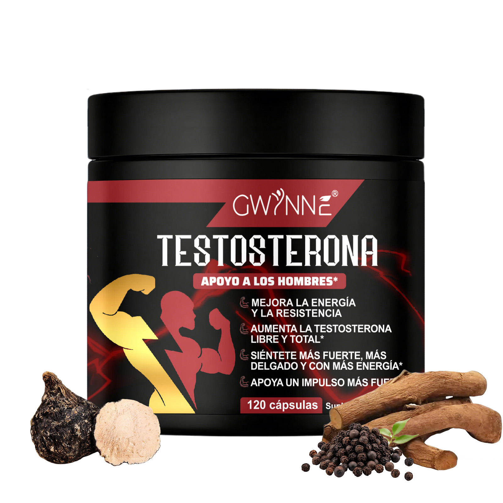 Gwynne Testosterone Supplement Para Hombres,con Extracto De Raiz De Tongkat Ali 500mg,maca,arginina,creatina,ayuda Crecimiento Muscular,recuperación,conducción Y Resistencia,120capsules