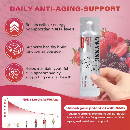 Gwynne Nad Suplemento Con Nicotinamide Riboside, Resveratrol & Pqq 1000mg Alternativa Nmn Extra Fuerte Para Anti-envejecimiento, Energía & Concentración 30 Unidad