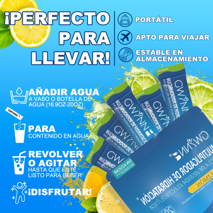 Gwynne Multiplicador De Hidratacion Mezcla De Bebida Electrolitica,supercalm Nutricional Bebidas Mixtas En Polvo Con Sodio ,vitamina C Y B12,sabor A Limón 20 Unidade