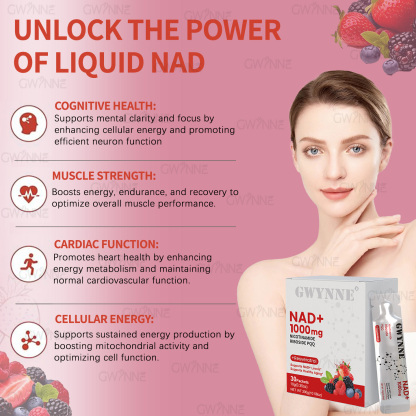 Gwynne Nad Suplemento Con Nicotinamide Riboside, Resveratrol & Pqq 1000mg Alternativa Nmn Extra Fuerte Para Anti-envejecimiento, Energía & Concentración 30 Unidad