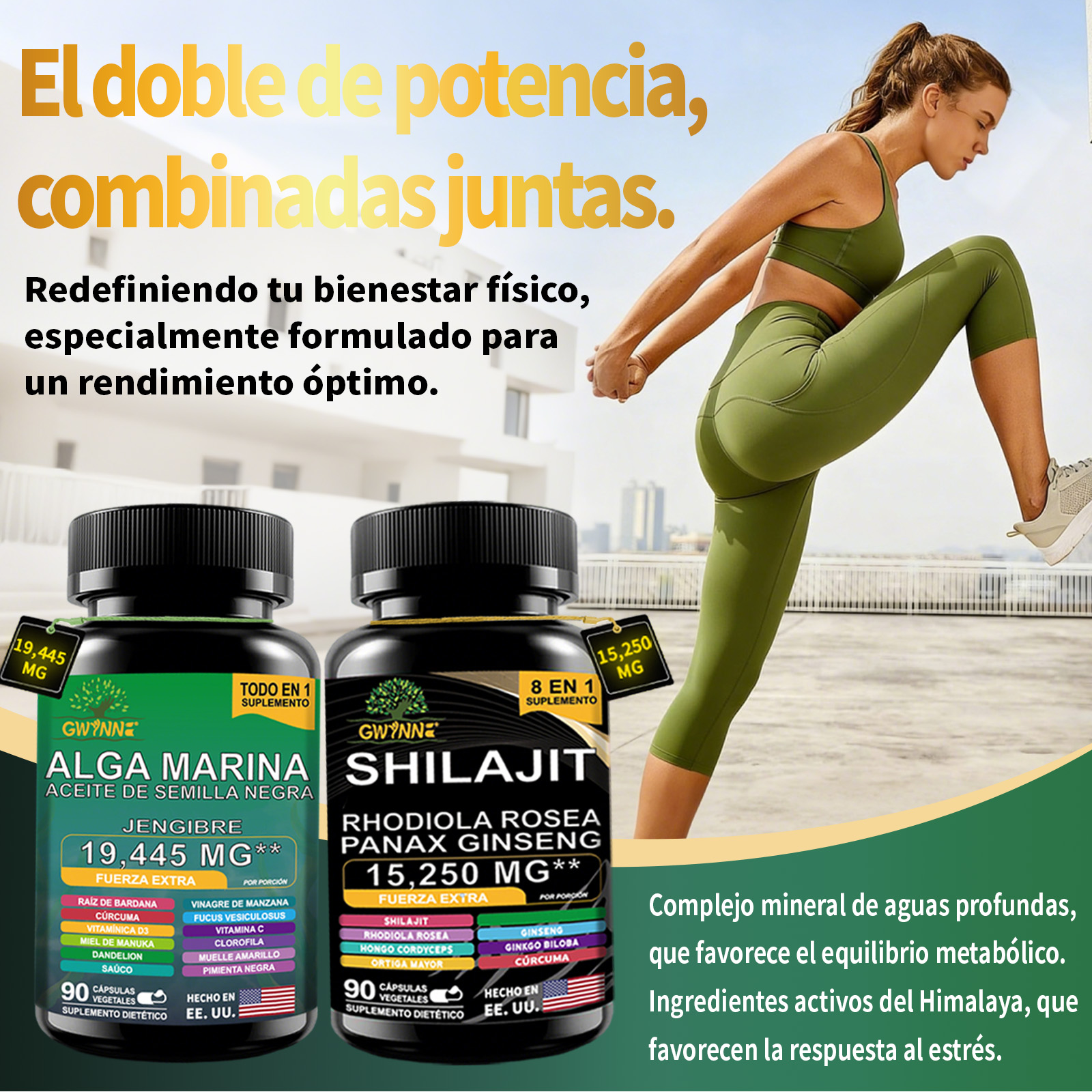 Gwynne All In 1 Shilajit Y Sea Moss Bundle 90 Cápsulas-contiene 29170 Mg De Musgo Marino, Aceite De Semilla Negra, Etc Y Contiene 22875 Mg De Shilajit,rhodiola Rosea, Etc