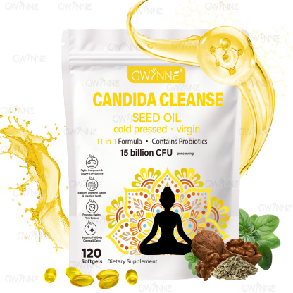 Gwynne Candida Cleanse Seed Oil Cápsulas,hierbas Naturales Para La Desintoxicación Intestinal Con 15 Billion Cfu,120 Cápsulas,11-in-1 Formula Con Hoja De Orégano,ácido Caprílico Y Probiotics