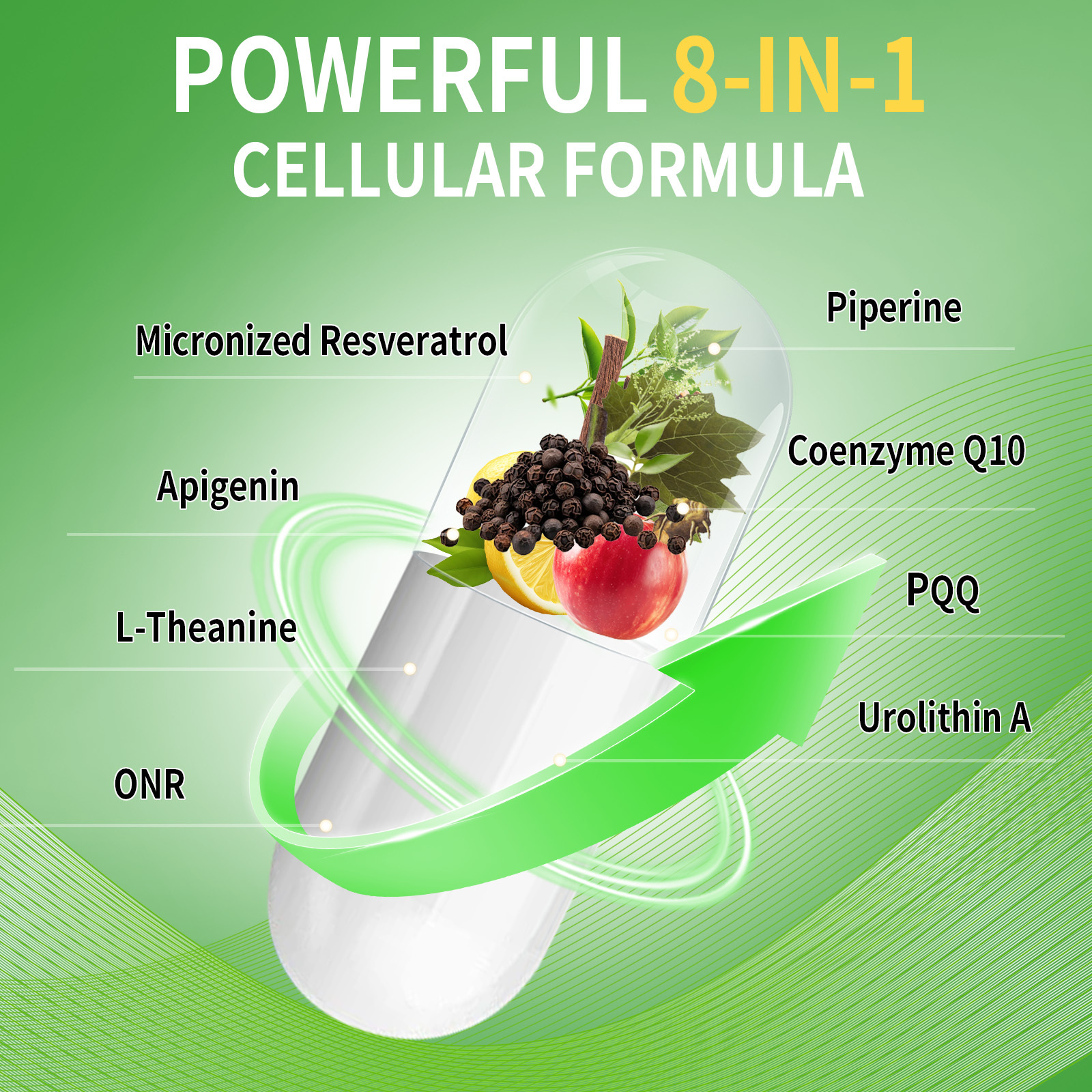 Gwynne Urolithin A 1000mg Complex Supplement 90 Cápsula,con Resveratrol,nr,coq10,pqq Y L-theanine Apoyo A La Energía Mitocondrial Y Celular