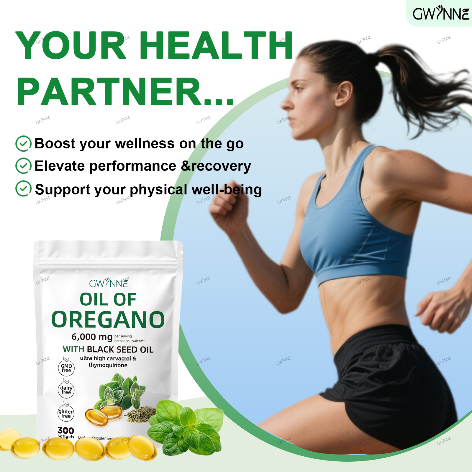 Gwynne Micro Ingredients Aceite De Orégano Cápsulas Oil Of Oregano Blandas 6000mg Por Dosis 300 Cápsulas