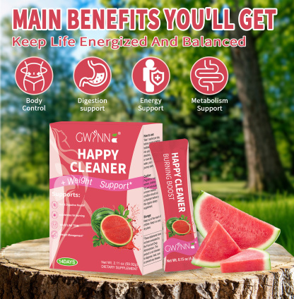 Gwynne Happy Cleaner Polvo Prebiótico Probiótico - Polvo De Mezcla De Sandía (14 Paquetes De Una Sola Porción) Con Frutas