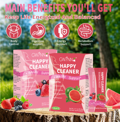 Gwynne Happy Cleaner Polvo Prebiótico Probiótico - Polvo De Mezcla De Bayas De Sandía (28 Paquetes De Una Sola Porción) Con Frutas
