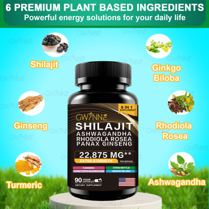 Gwynne All In 1 Shilajit Y Sea Moss Bundle 90 Cápsulas-contiene 29170 Mg De Musgo Marino, Aceite De Semilla Negra, Etc Y Contiene 22875 Mg De Shilajit,rhodiola Rosea, Etc