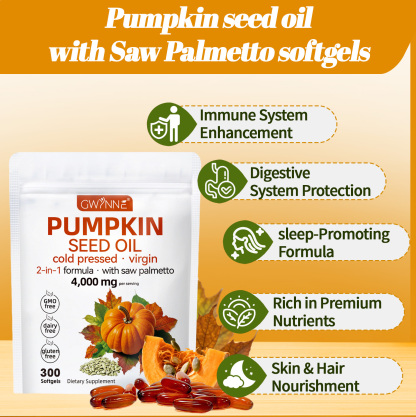 Gwynne 4000mg Cápsulas De Aceite De Semilla De Calabaza,cold Pressed,pure Virgin Oil,apoyar La Salud Del Cabello,el Sistema Urinario Y La Próstata,rico En Ácidos Grasos Y Phytosterols 300cápsulas