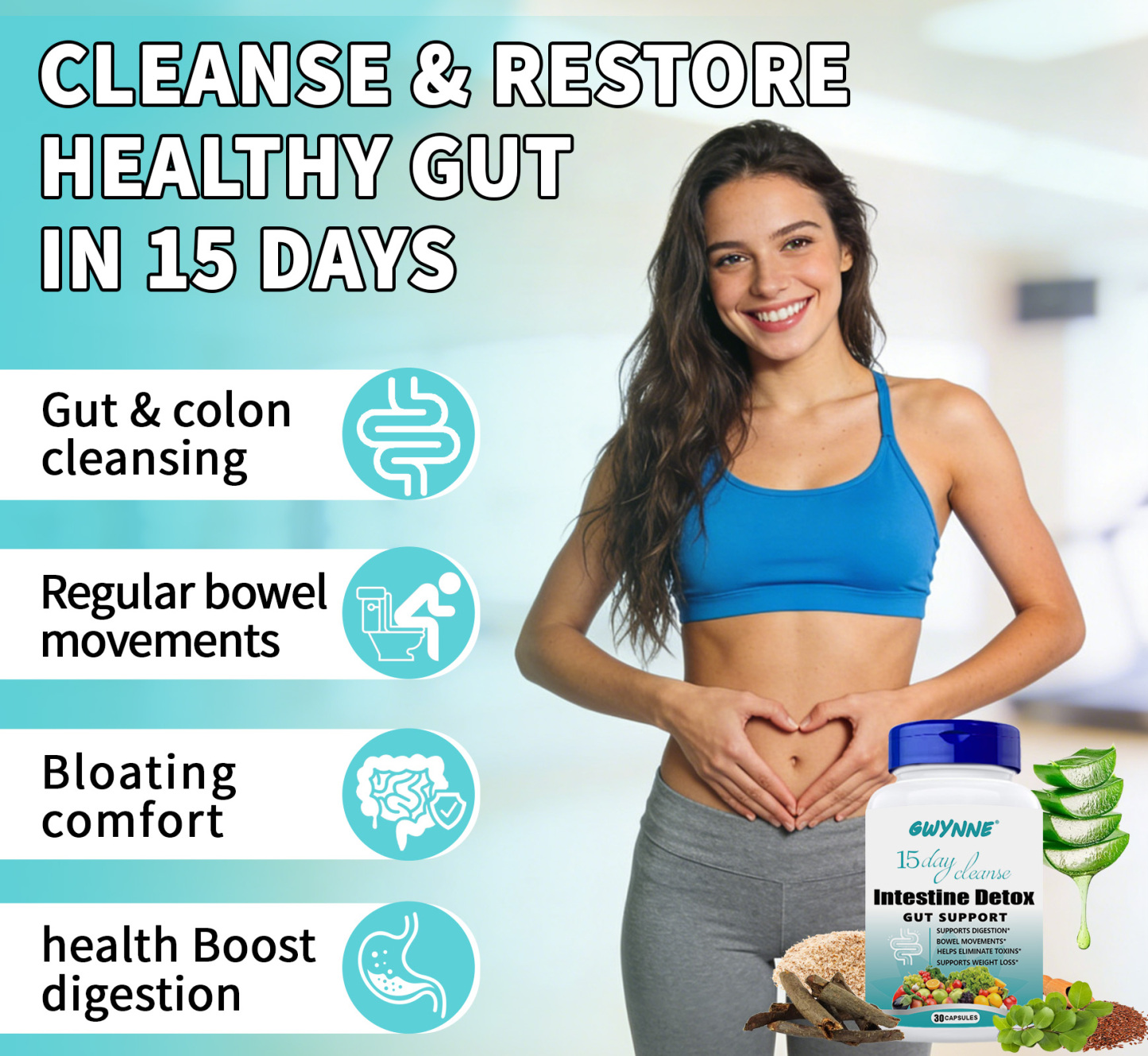 Programa De Desintoxicación Avanzada GWYNNE 15-day Cleanse 30 Cápsulas Apoyo Intestinal Y Para El Colon - Limpieza Intestinal Y Desintoxicación Avanzadas, Adecuado Para Mujeres Y Hombres