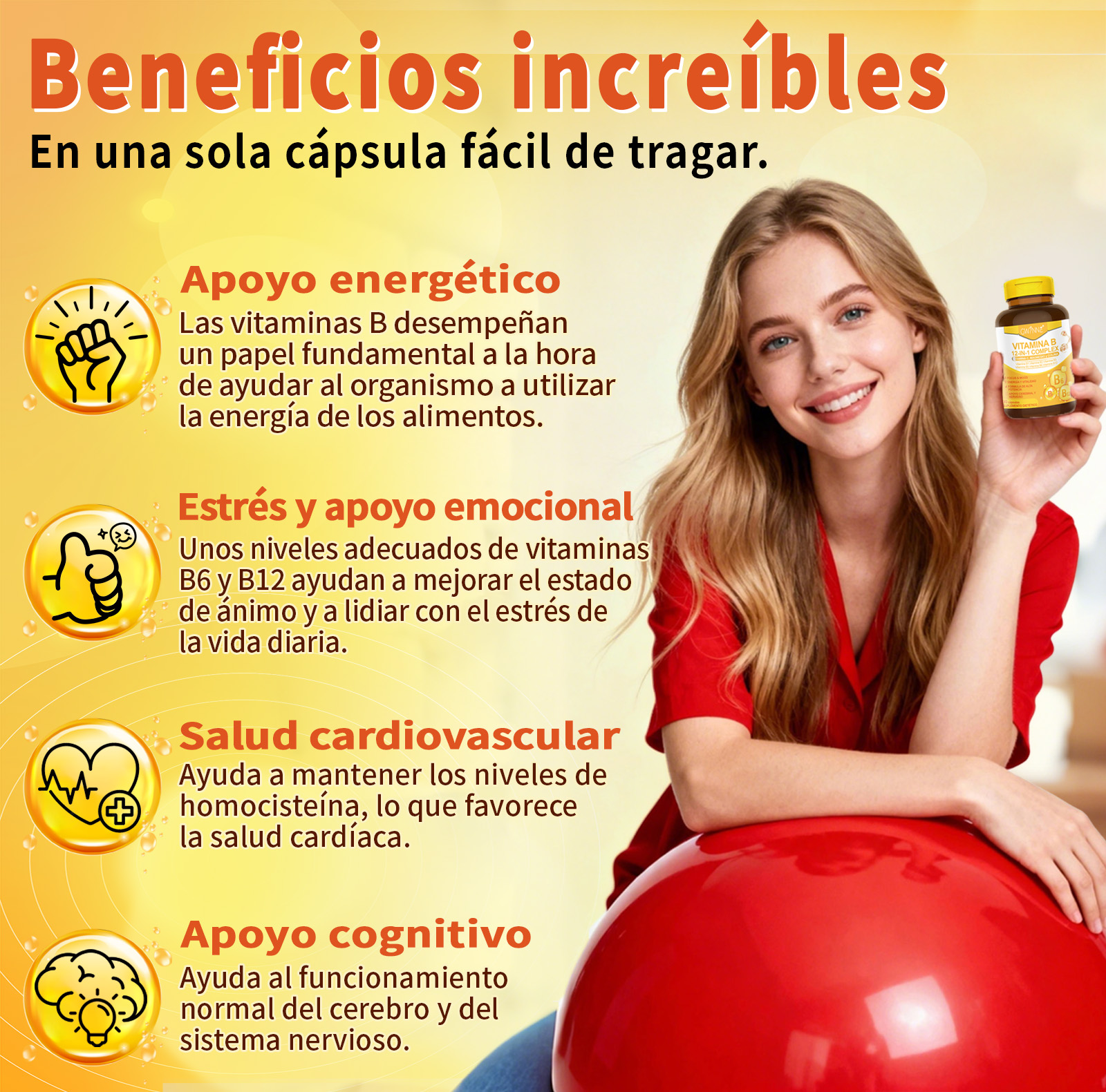 Gwynne Complejo De Vitamina B,receta 12 En 1,con Vitamina C,b2,b12,b1,b3,b5,b6,colina,magnesio Y Inositol, Apoyo Energía,cerebral Y Cardíaco,90 Cápsulas
