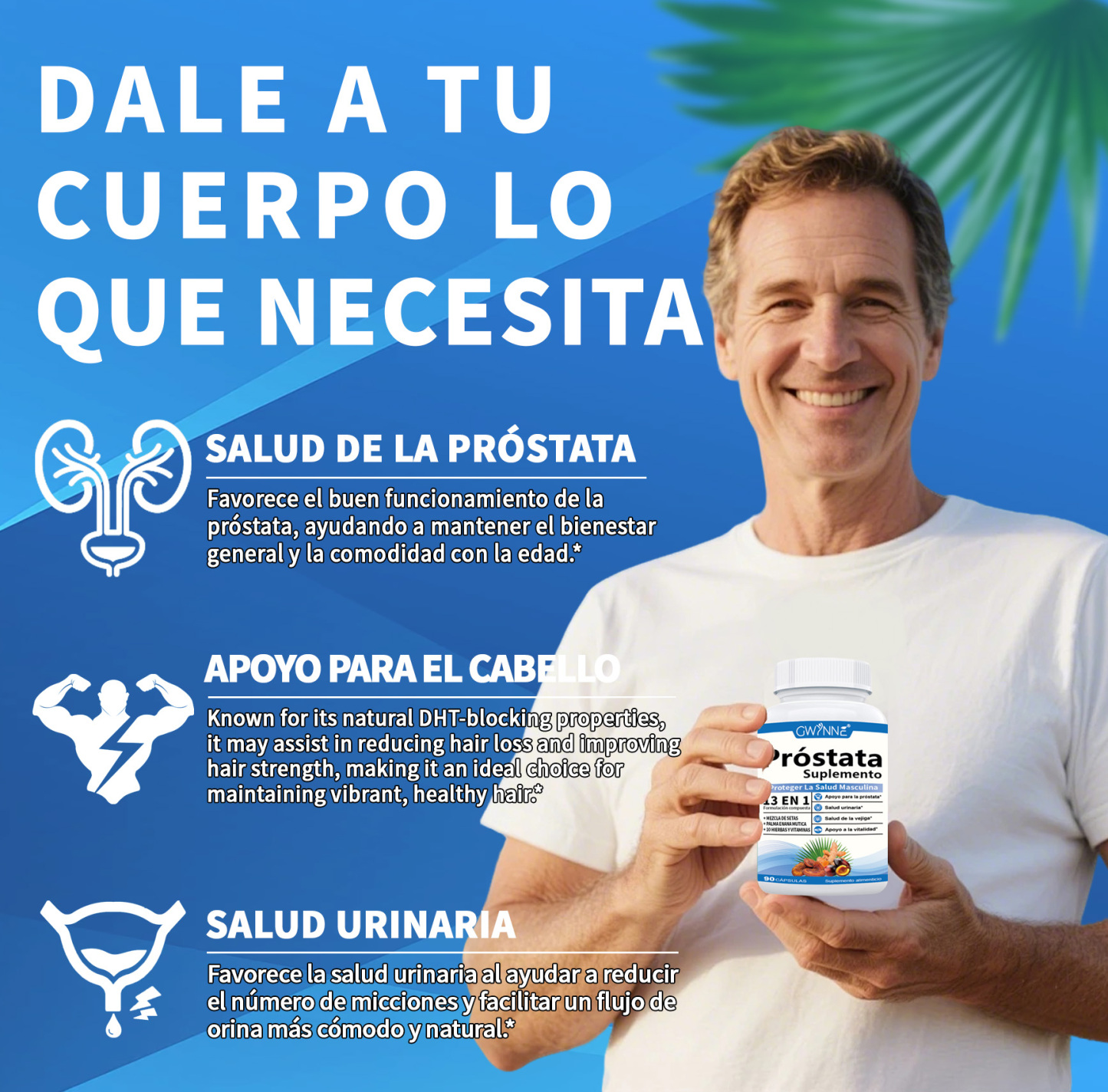 Gwynne 13en1 Nutricional Prostate Health 2000mg 90 Cápsulas Para Mejorar El Rendimiento Masculino,favorecer La Calidad De Vida Y Aumentar La Satisfacción De La Pareja