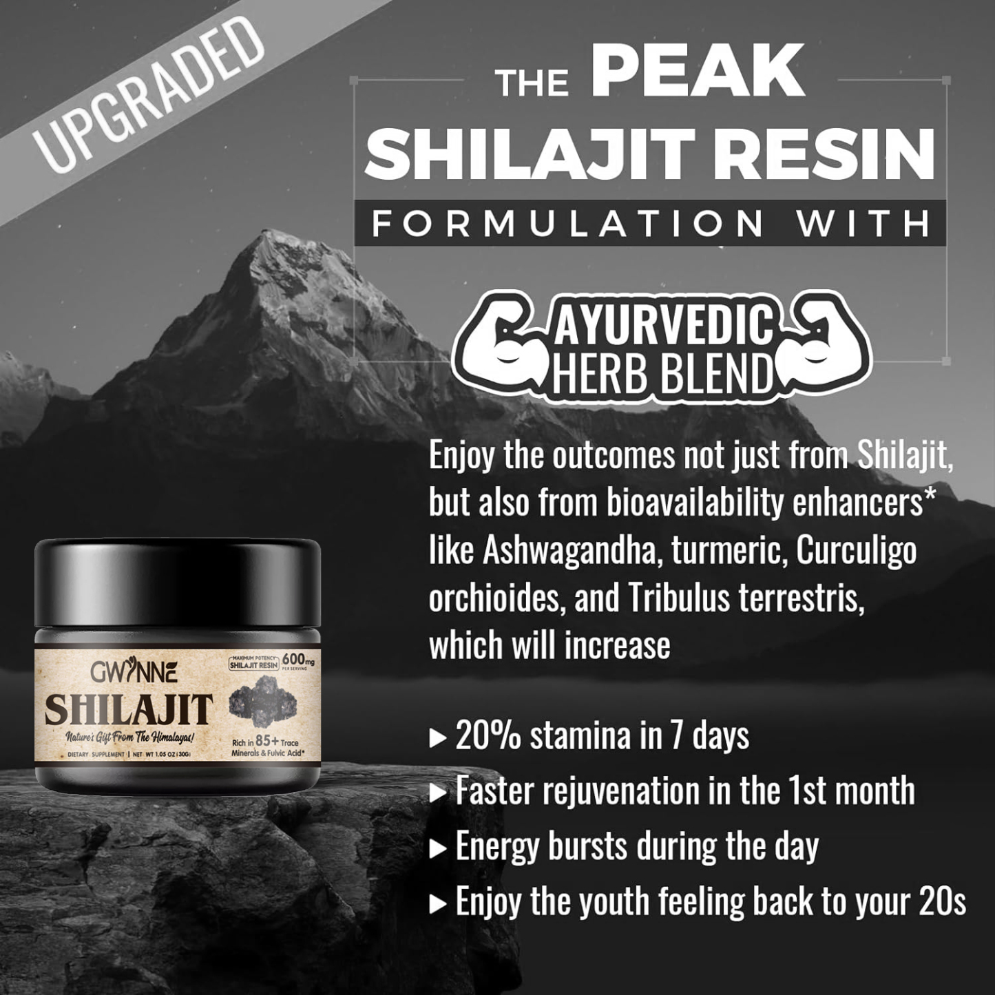 Gwynne Gomitas De Shilajit 60 Unidades Sabor A Frambuesa Y Sandía + Himalayan Shilajit Suplemento Natural Orgánico 30g 2pcs