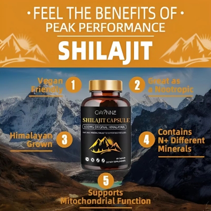 Pack 2 GWYNNE Shilajit Extract 120 Cápsulas Cada de Resina Charajiorgá Nica Pura Del Himalaya Sin sabor