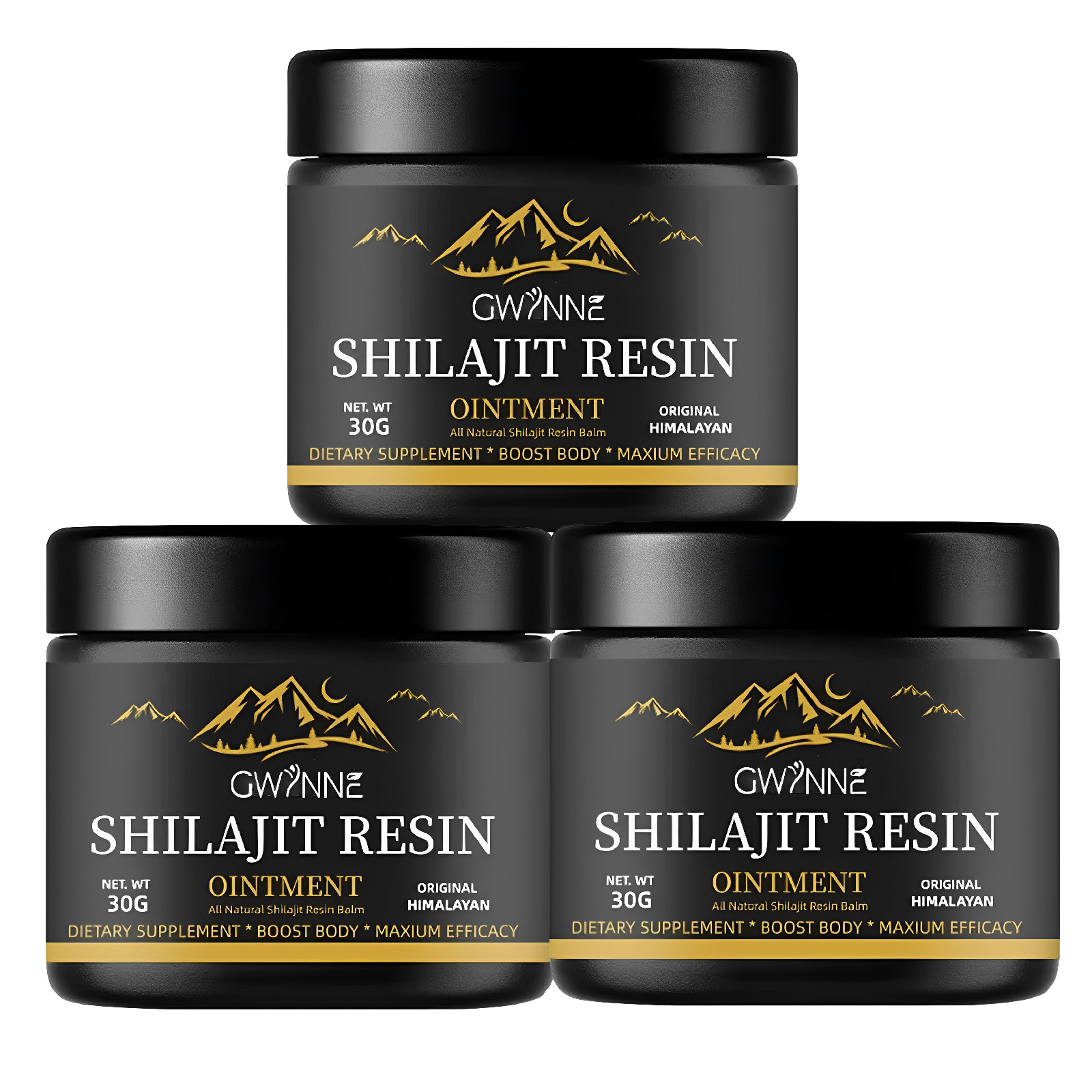 Gwynne 3 Frascos Resina De Shilajit Natural Pura Orgánicadel Himalaya 600
