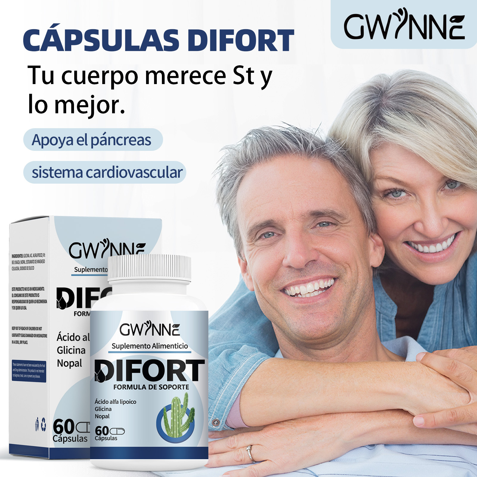 Gwynne Difort, Calmante, Reduce El Azúcar En La Sangre, Life Extension 60 Cápsulas