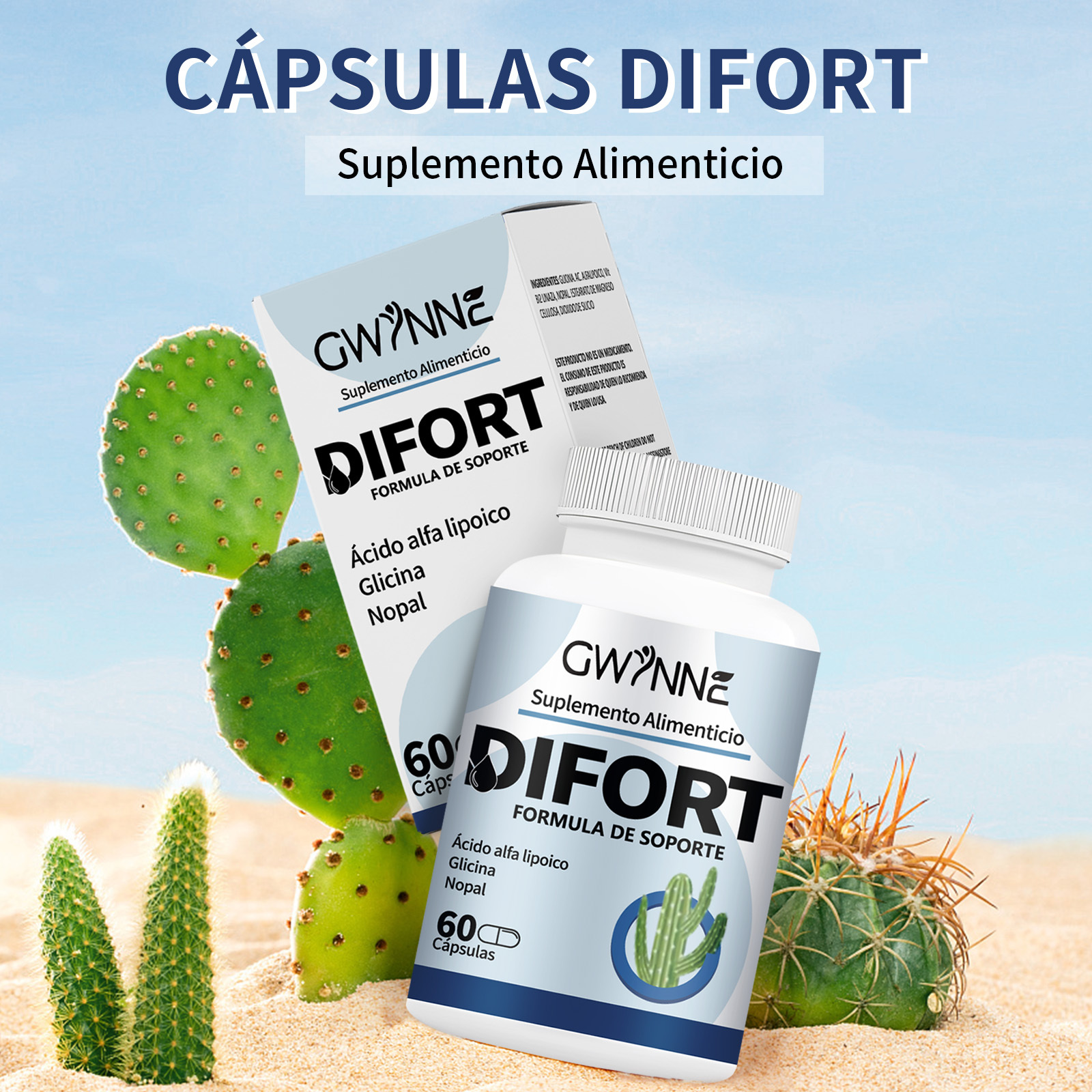 Gwynne Difort, Calmante, Reduce El Azúcar En La Sangre, Life Extension 60 Cápsulas