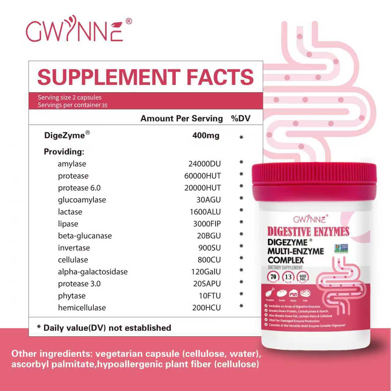 Gwynne Paquete Avanzado Salud Intestinal:Vaginal probióticos 60 Billion De Ucf 70Cápsula Y Enzimas Digestivas 400mg 70Cápsula,para Salud Digestiva Y Salud Intestinal,apoya El Estreñimiento Ocasional