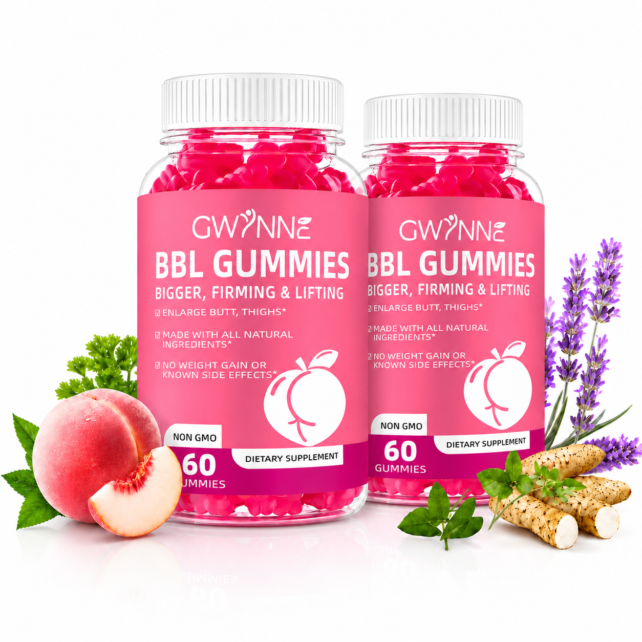 Gwynne bbl gummies gominolas dietéticas para glúteos butt hip booster 2pcs mujer