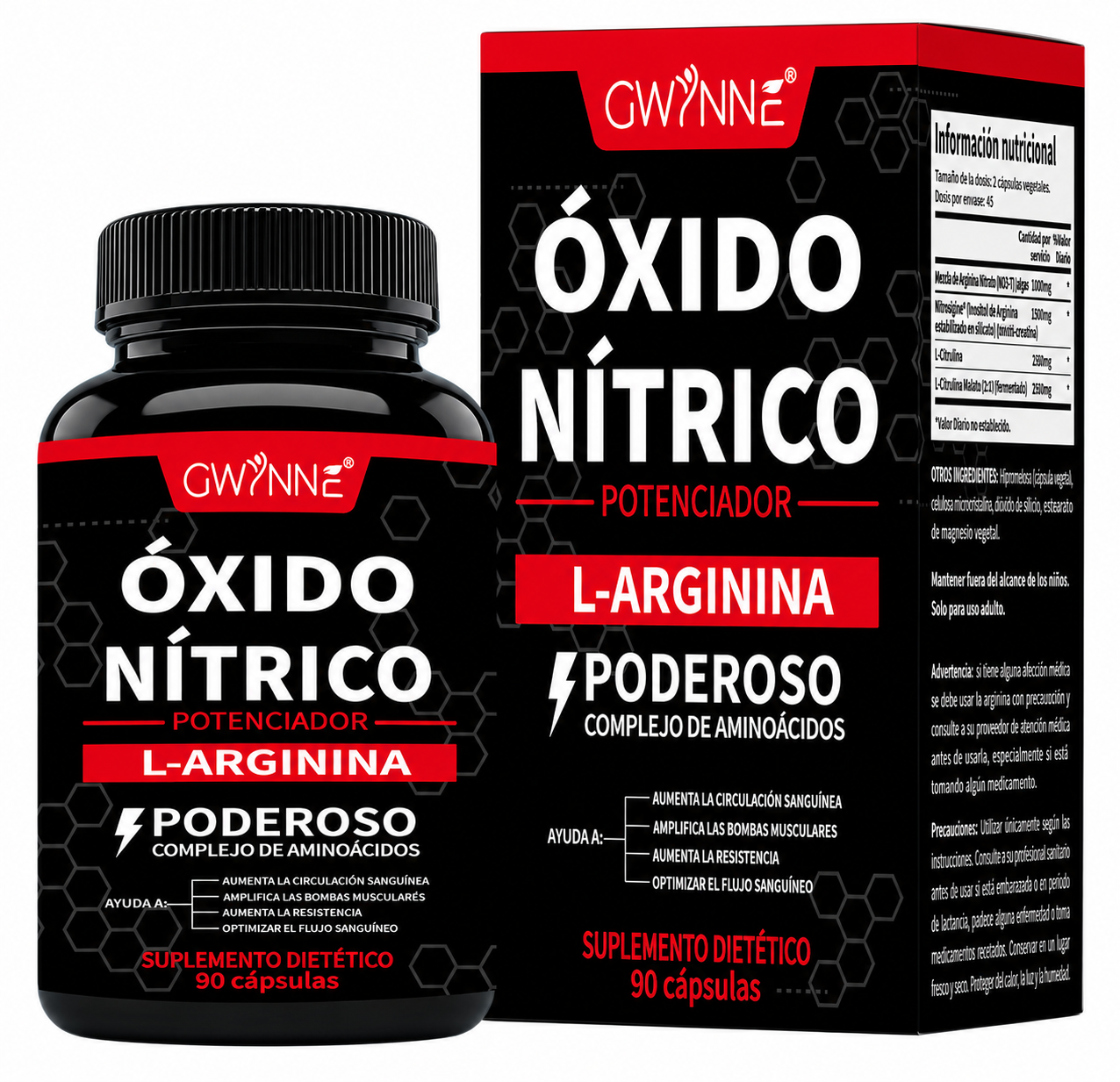 Gwynne Supplements Nitric Oxide Booster 90 Cápsulas, Creatina Supplements,Con L-arginine,apoya La Presión Arterial Saludable, Suplemento De Óxido Nítrico Para Hombres Y Mujeres