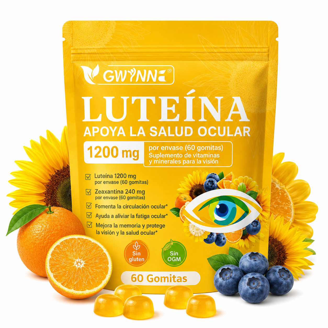 Gwynne Gummies De Luteína 60 Gummie,suplemento De Vitaminas Y Minerales Oculares Con 40mg De Luteína Y 8mg De Zeaxantina,vitaminas Gomosas Para El Apoyo A La Salud Ocular