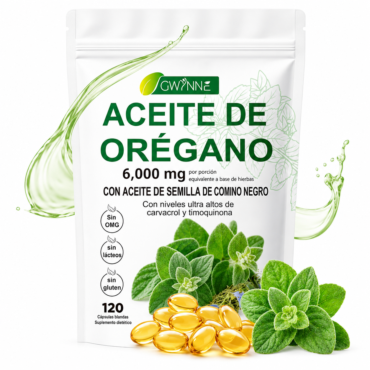 Gwynne Micro Ingredients Aceite De Orégano Cápsulas Oil Of Oregano Blandas 6000mg Por Dosis 120 Cápsulas