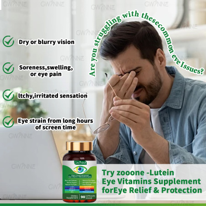 Gwynne Lutein Eye Vitamin Supplement 90 Cápsulas Suplemento Nutricional Para La Salud Macular Y El Ojo Seco Con Luteína, Zinc, Vitamina C/e Y Zeaxantina