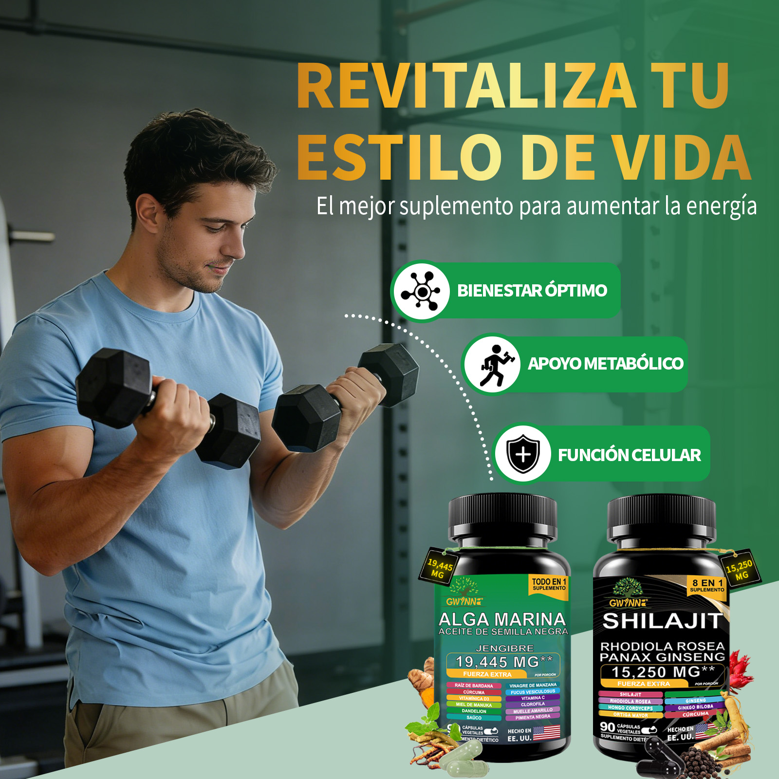 Gwynne All In 1 Shilajit Y Sea Moss Bundle 90 Cápsulas-contiene 29170 Mg De Musgo Marino, Aceite De Semilla Negra, Etc Y Contiene 22875 Mg De Shilajit,rhodiola Rosea, Etc