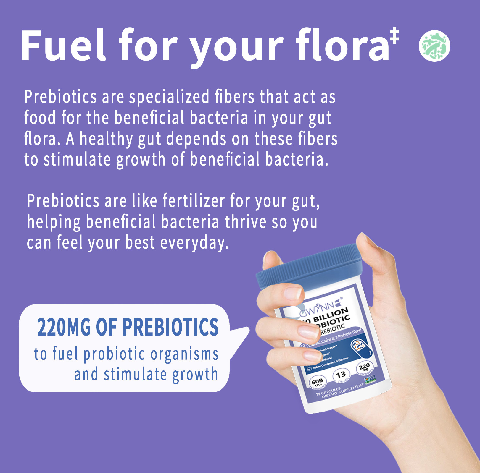 Gwynne vaginal Probióticos 60 Billion De Ucf 70 Cápsula,13Strains + 3Prebióticos Mezcla,salud Inmune,digestiva E Intestinal-Apoya El Estreñimiento,la Diarrea,apoyo Inmunológico Para Mujeres Y Hombres