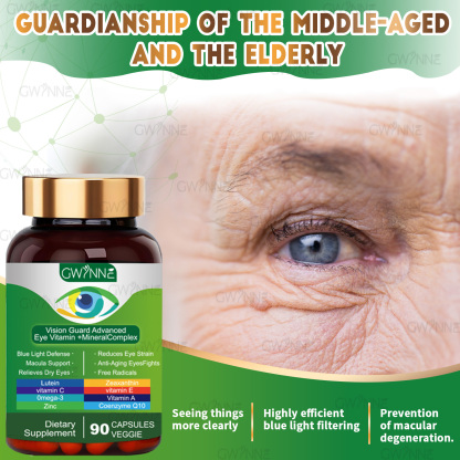Gwynne Lutein Eye Vitamin Supplement 90 Cápsulas Suplemento Nutricional Para La Salud Macular Y El Ojo Seco Con Luteína, Zinc, Vitamina C/e Y Zeaxantina